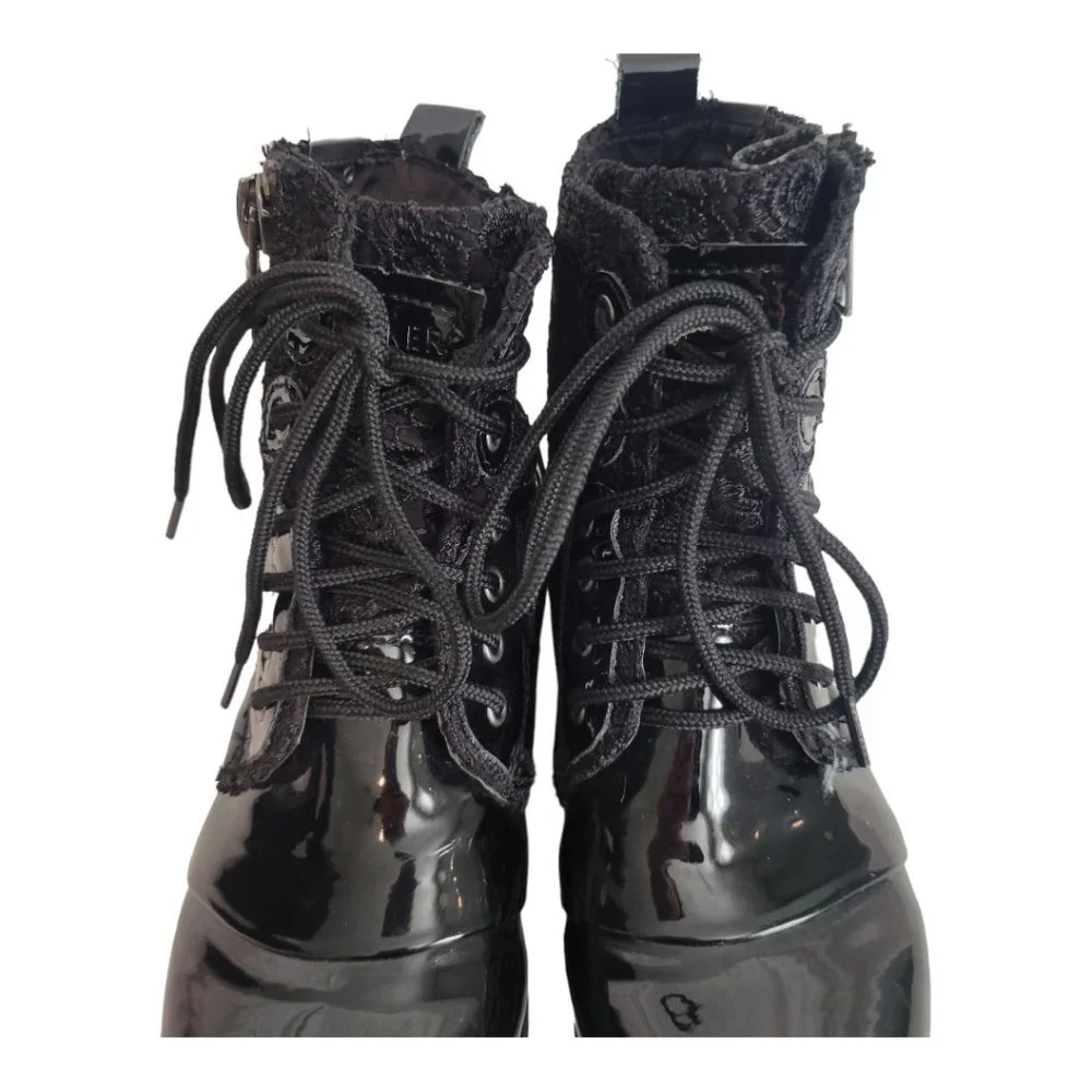 Free People Bunker Sara Black Patent Leather Boots - Picture 4 of 12